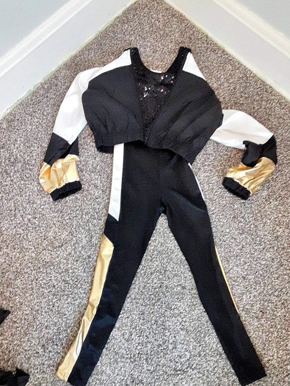 Weissman Color Block Dance Outfit Black & White Size 10